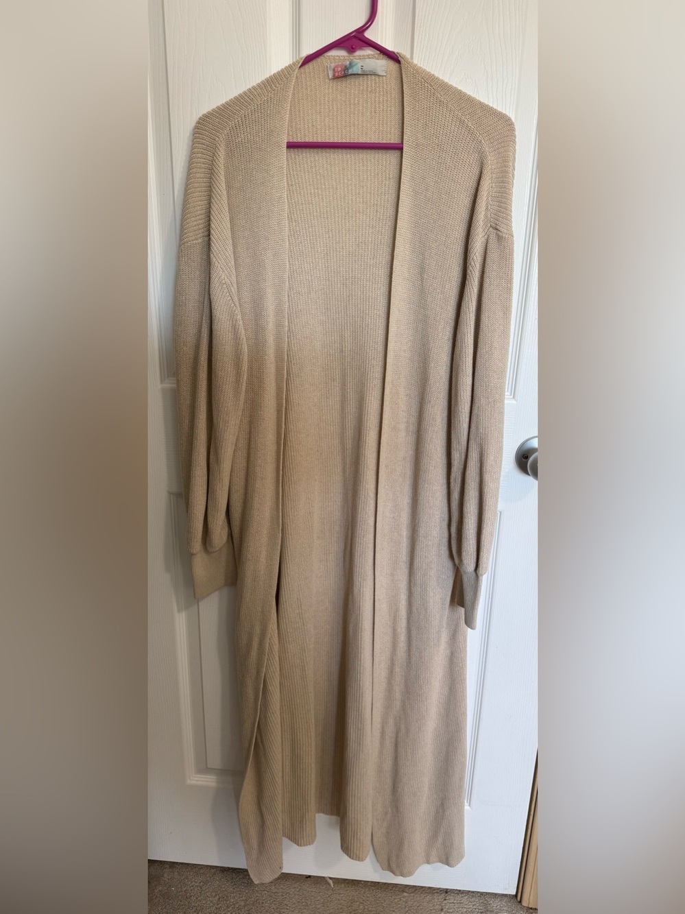 Free People Beach Women's Cream Open-Front Knit Cardigan Sweater